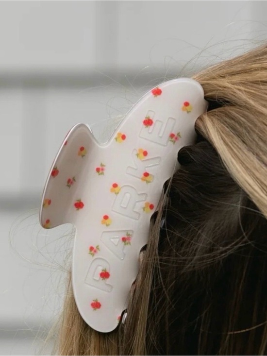 Parke Accessories - Parke Floral Claw Clip - White with Red & Yellow Flowers